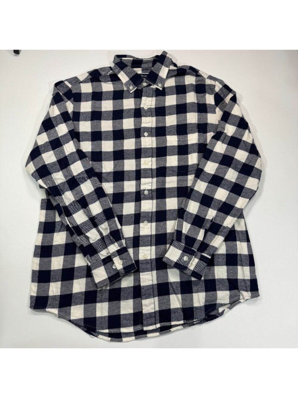 Club Room Shirt Men's L Blue Plaid Cotton Flannel Button-Down Workwear Travel